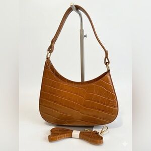 Made in Italy Croc-Embossed Shoulder Bag in brown - Sleek Everyday Carry